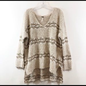 Free People oversized V neck Sweater Sz Large